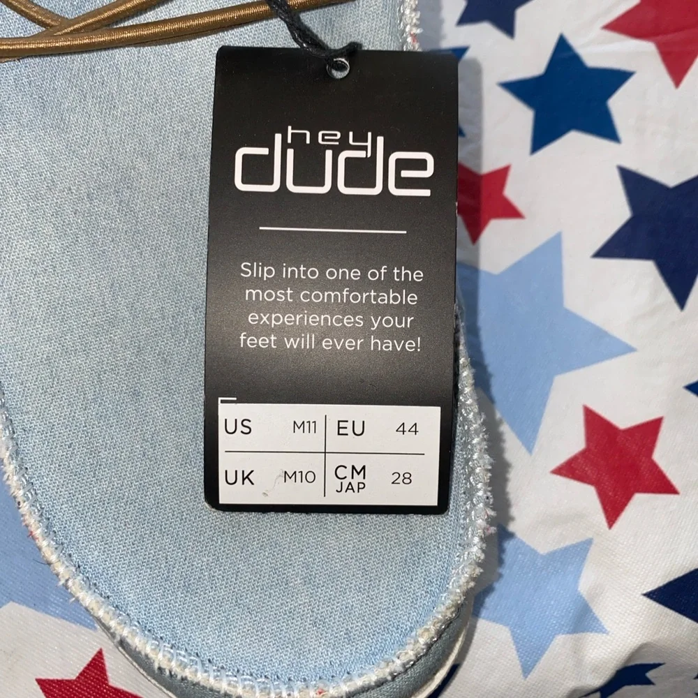Hey Dude Mens Light Blue Loafers American Flag - Picture 2 of 4